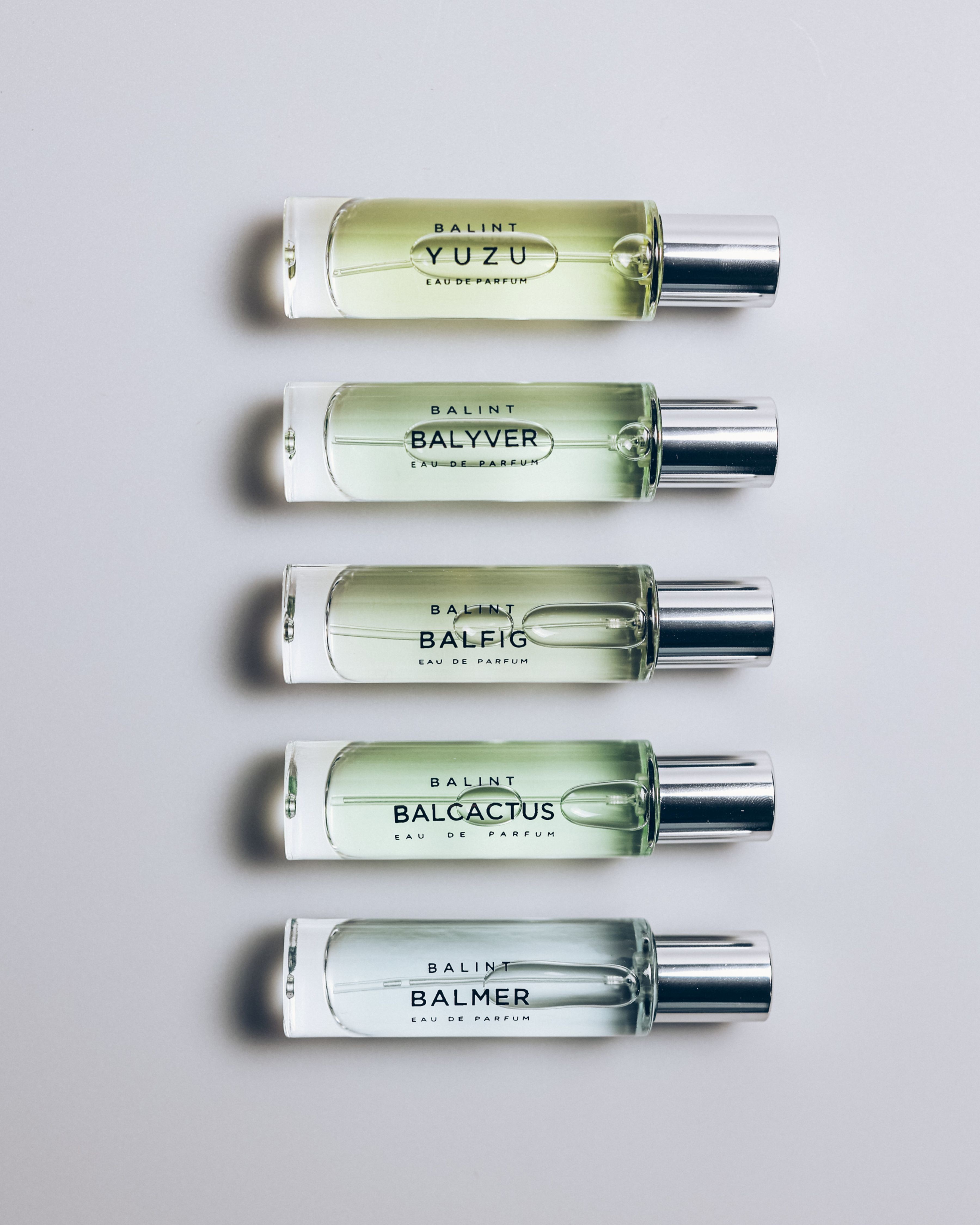 5x15 ml Eau De Parfum: YUZU, BALYVER, BALFIG, BALCACTUS, BALMER